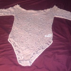 Pink flower netted bodysuit